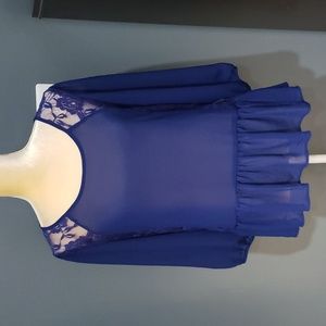 Charming Charlie Sheer Lace Shirt Sz L